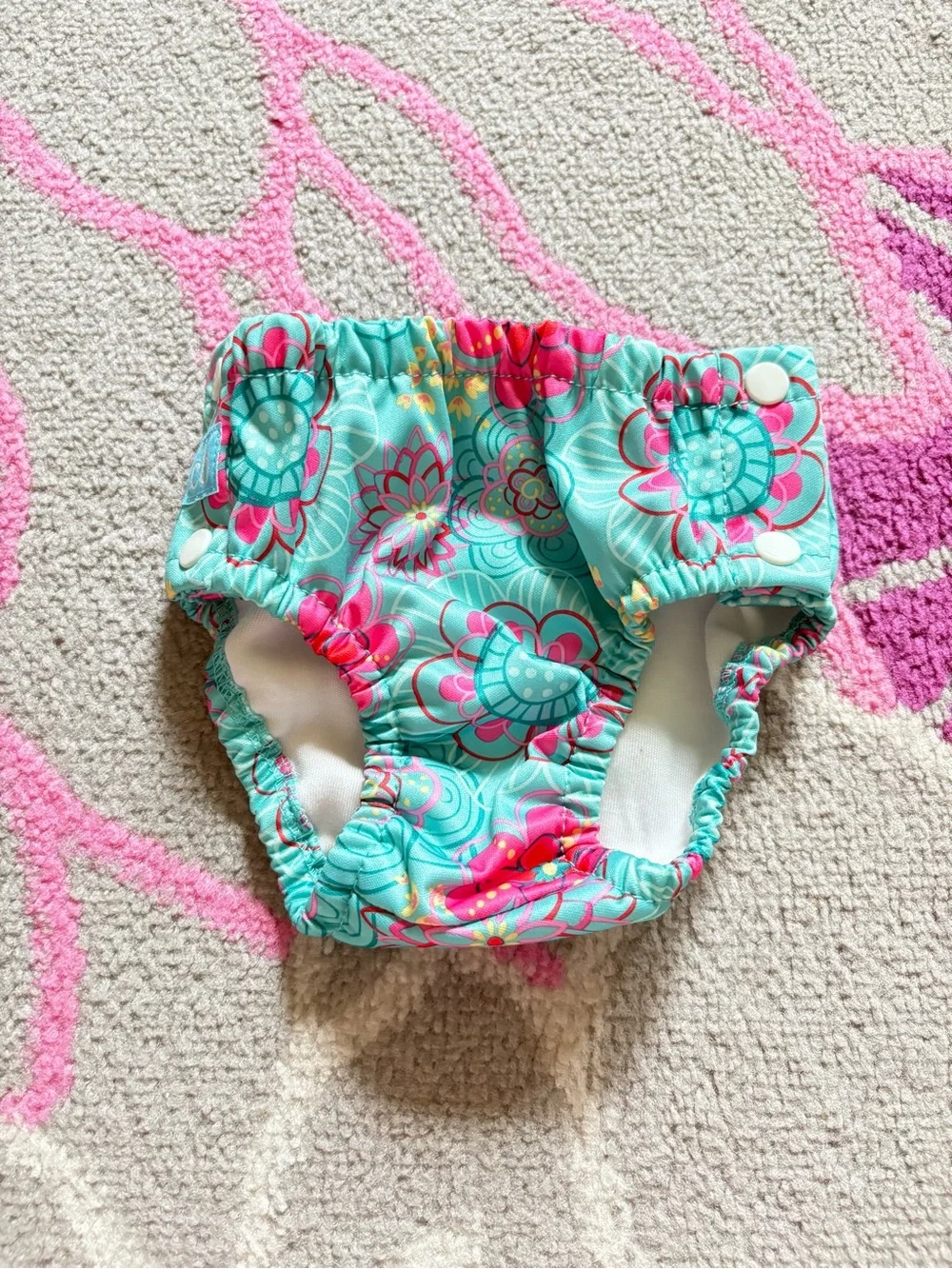 Charlie Banana Flower Print “Floriana” Swim Diaper with Snaps 16-28 lbs